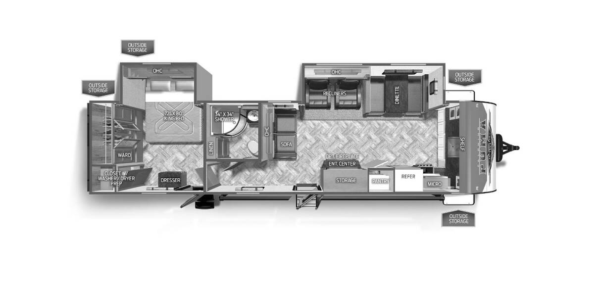 2023 Palomino Puma 31FKRK Travel Trailer at Arrowhead Camper Sales, Inc. STOCK# N98513 Floor plan Layout Photo