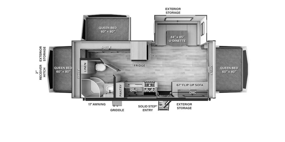 2024 Rockwood Roo Expandable 233S Travel Trailer at Arrowhead Camper Sales, Inc. STOCK# N90235 Floor plan Layout Photo