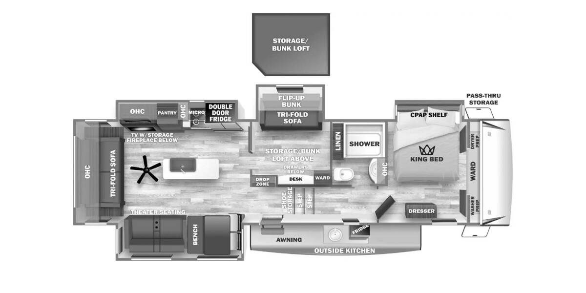 2024 Sabre 36FLX Fifth Wheel at Arrowhead Camper Sales, Inc. STOCK# N13482 Floor plan Layout Photo