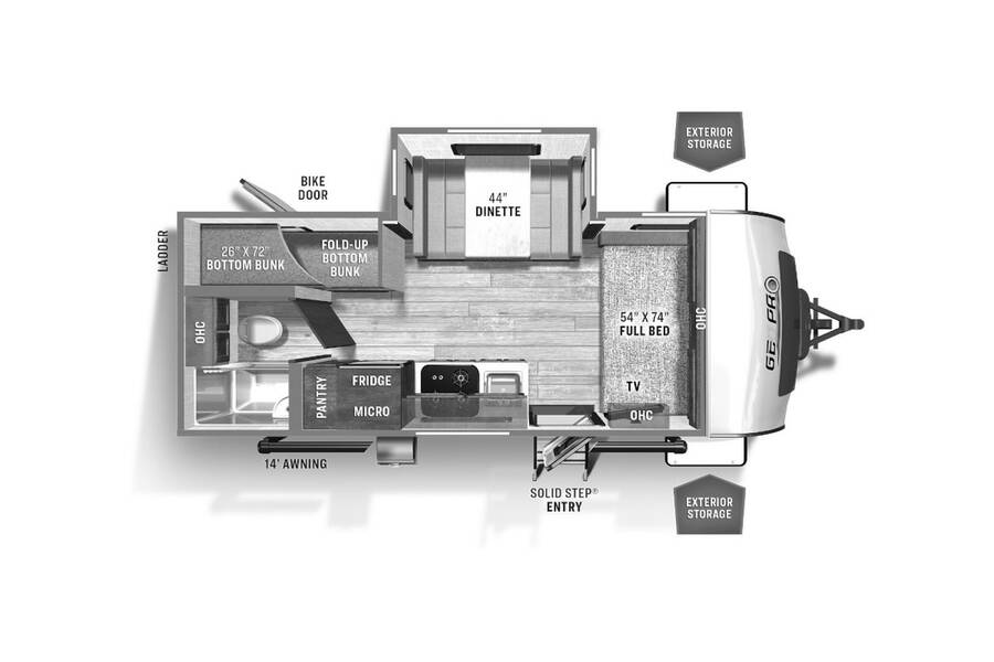 2022 Rockwood Geo Pro 20BHS Travel Trailer at Arrowhead Camper Sales, Inc. STOCK# N24769 Floor plan Layout Photo
