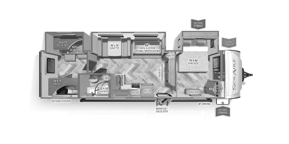 2023 Palomino SolAire Ultra Lite 320TSBH Travel Trailer at Arrowhead Camper Sales, Inc. STOCK# N58763 Floor plan Layout Photo