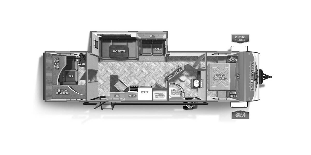 2023 Palomino Puma 28BHSS Travel Trailer at Arrowhead Camper Sales, Inc. STOCK# N17784 Floor plan Layout Photo