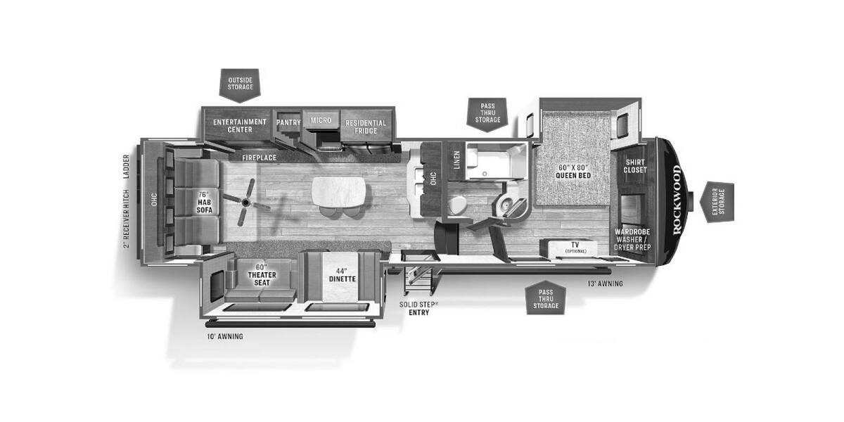 2023 Rockwood Ultra Lite 2893BS Fifth Wheel at Arrowhead Camper Sales, Inc. STOCK# N02844 Floor plan Layout Photo