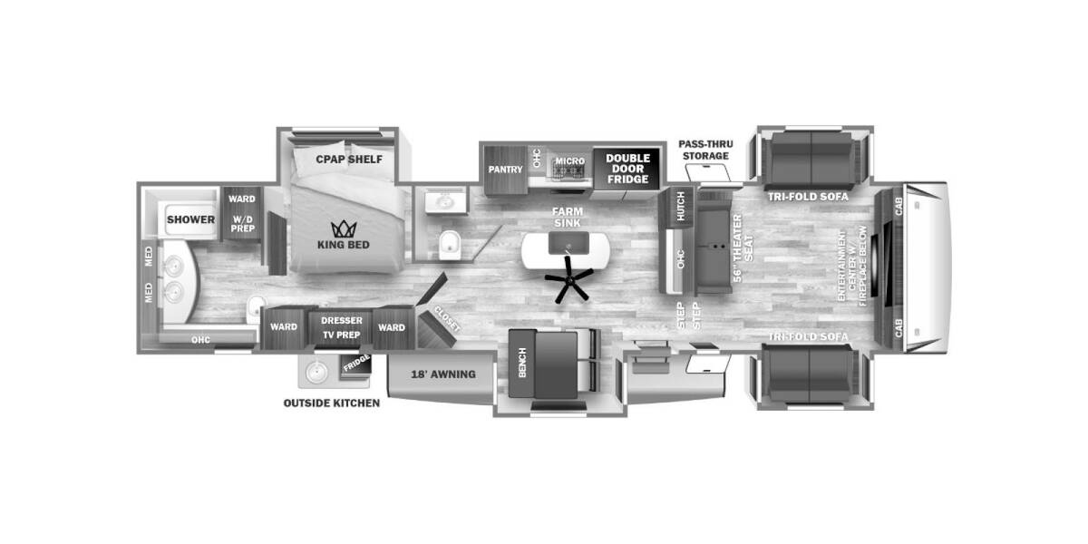 2023 Sabre 37FLH Fifth Wheel at Arrowhead Camper Sales, Inc. STOCK# N12124 Floor plan Layout Photo
