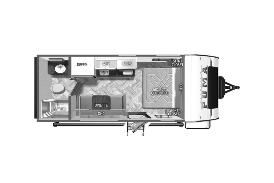 2023 Palomino Puma Ultra Lite 16QBX Travel Trailer at Arrowhead Camper Sales, Inc. STOCK# N18004 Floor plan Layout Photo