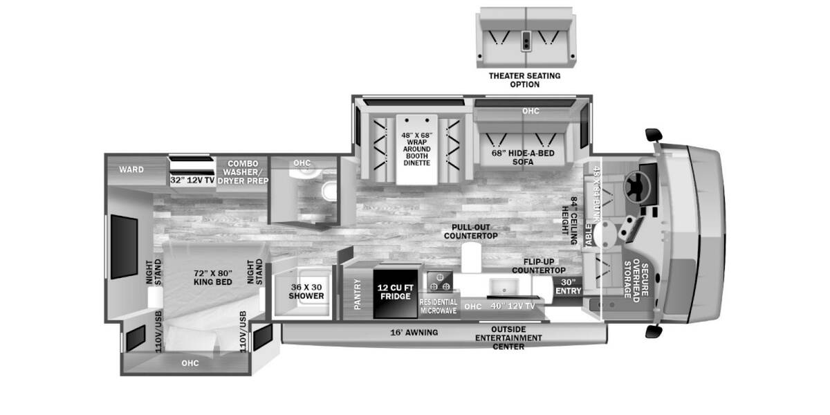 2023 FR3 Ford 30DS Class A at Arrowhead Camper Sales, Inc. STOCK# N11610 Floor plan Layout Photo
