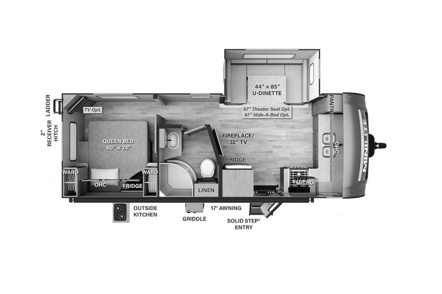 2023 Rockwood Mini Lite 2506S Travel Trailer at Arrowhead Camper Sales, Inc. STOCK# N52919 Floor plan Layout Photo