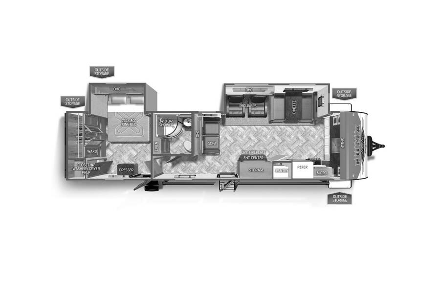2023 Palomino Puma 31FKRK Travel Trailer at Arrowhead Camper Sales, Inc. STOCK# N98513 Floor plan Layout Photo
