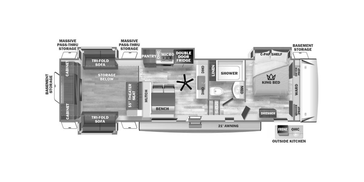 2023 Sabre 350RL Fifth Wheel at Arrowhead Camper Sales, Inc. STOCK# N12568 Floor plan Layout Photo