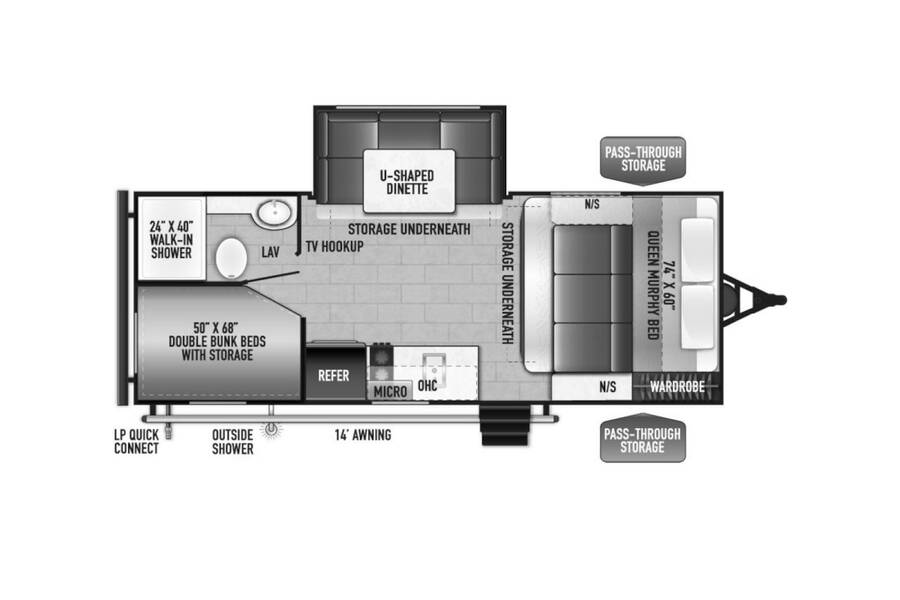 2023 East to West Della Terra LE 175BHLE Travel Trailer at Arrowhead Camper Sales, Inc. STOCK# N12678 Floor plan Layout Photo