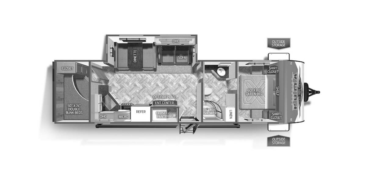 2023 Palomino Puma 28BHFQ Travel Trailer at Arrowhead Camper Sales, Inc. STOCK# N18919 Floor plan Layout Photo