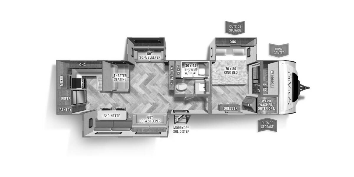 2023 Palomino SolAire Ultra Lite 306RKTS Travel Trailer at Arrowhead Camper Sales, Inc. STOCK# N59462 Floor plan Layout Photo