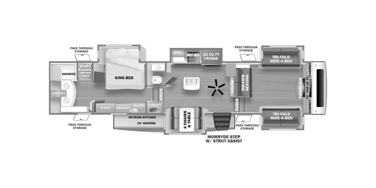 2021 Sandpiper Luxury 391FLRB Fifth Wheel at Arrowhead Camper Sales, Inc. STOCK# U43051 Floor plan Layout Photo