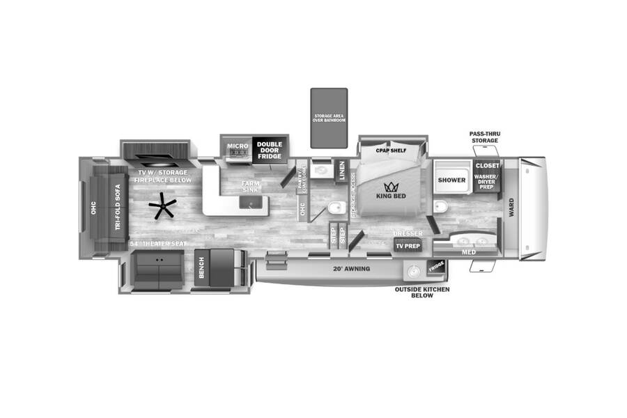 2023 Sabre 38RLH Fifth Wheel at Arrowhead Camper Sales, Inc. STOCK# N12929 Floor plan Layout Photo
