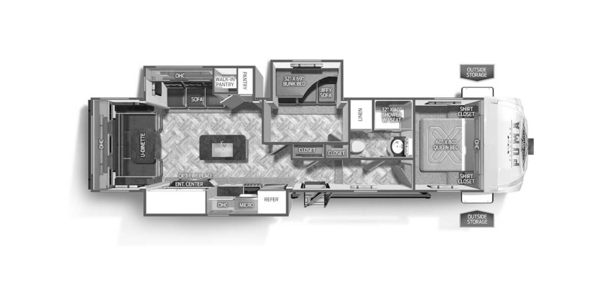 2022 Palomino Puma 315BHTS Fifth Wheel at Arrowhead Camper Sales, Inc. STOCK# U96108 Floor plan Layout Photo