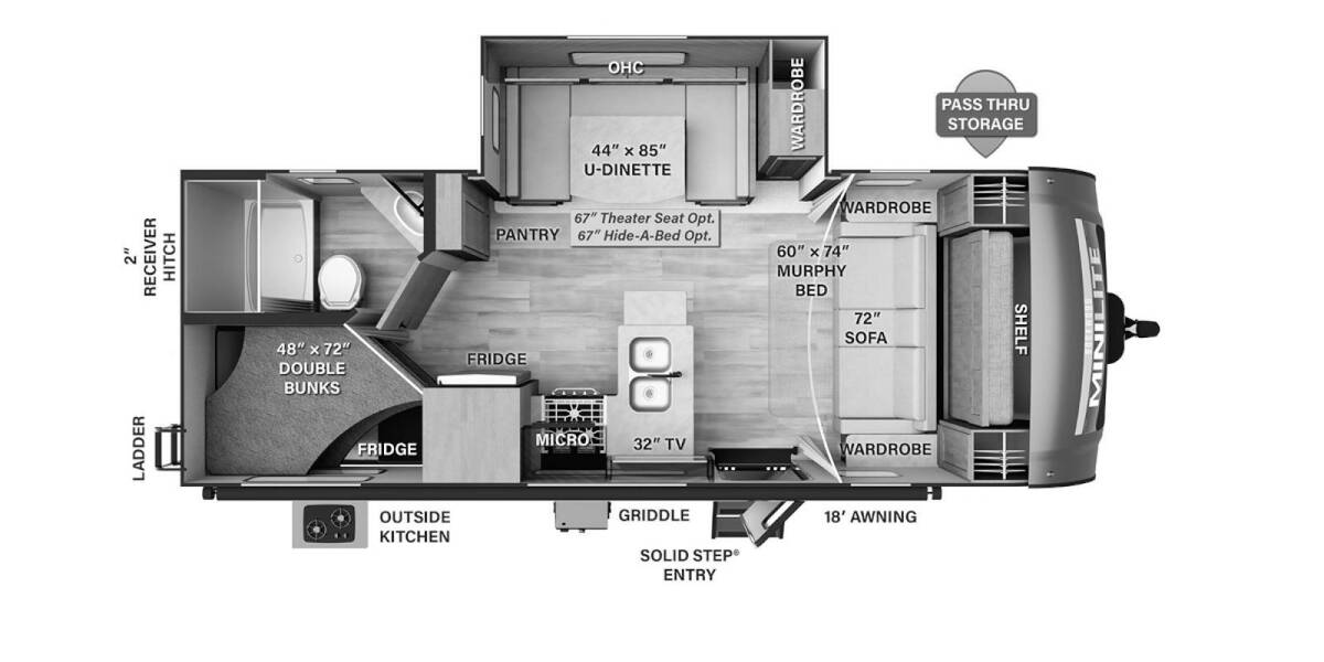 2023 Rockwood Mini Lite 2509S Travel Trailer at Arrowhead Camper Sales, Inc. STOCK# N54854 Floor plan Layout Photo