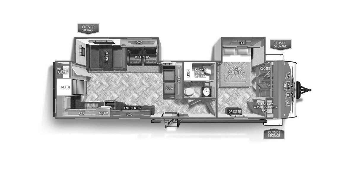 2023 Palomino Puma 30RKQS Travel Trailer at Arrowhead Camper Sales, Inc. STOCK# N99730 Floor plan Layout Photo