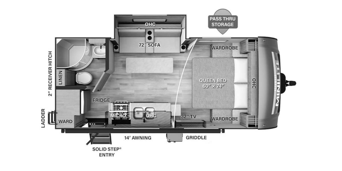 2023 Rockwood Mini Lite 2109S Travel Trailer at Arrowhead Camper Sales, Inc. STOCK# N55977 Floor plan Layout Photo
