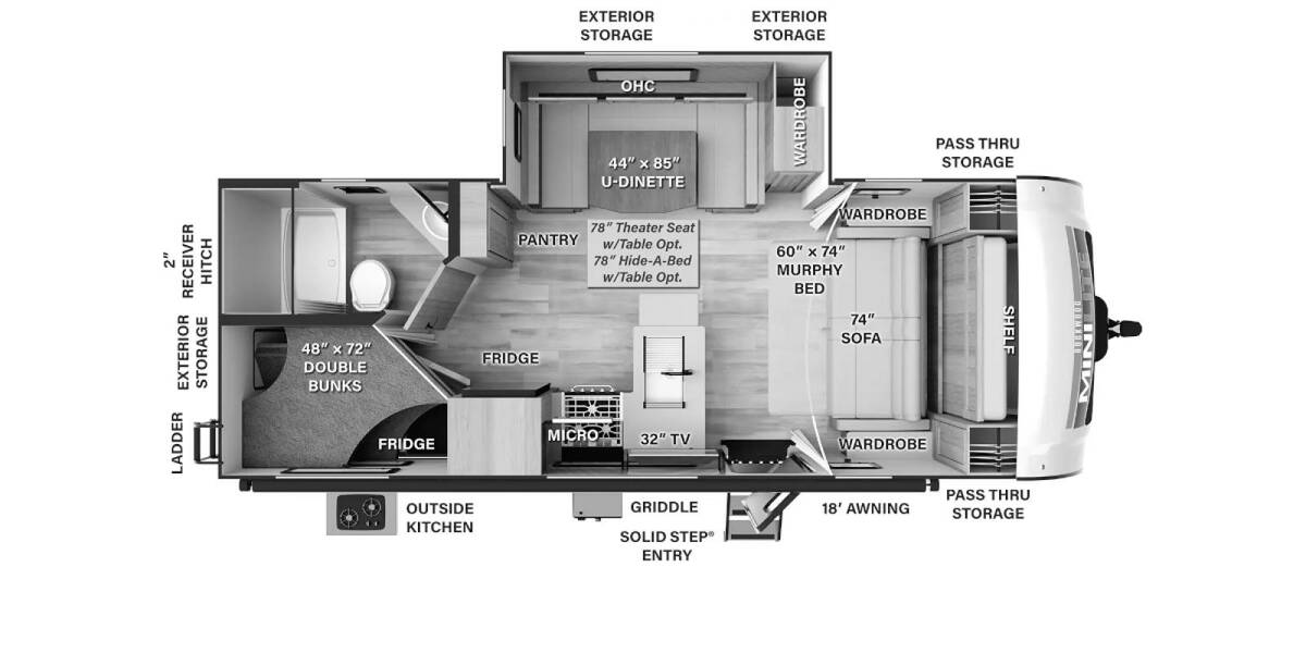 2024 Rockwood Mini Lite 2509S Travel Trailer at Arrowhead Camper Sales, Inc. STOCK# N56753 Floor plan Layout Photo