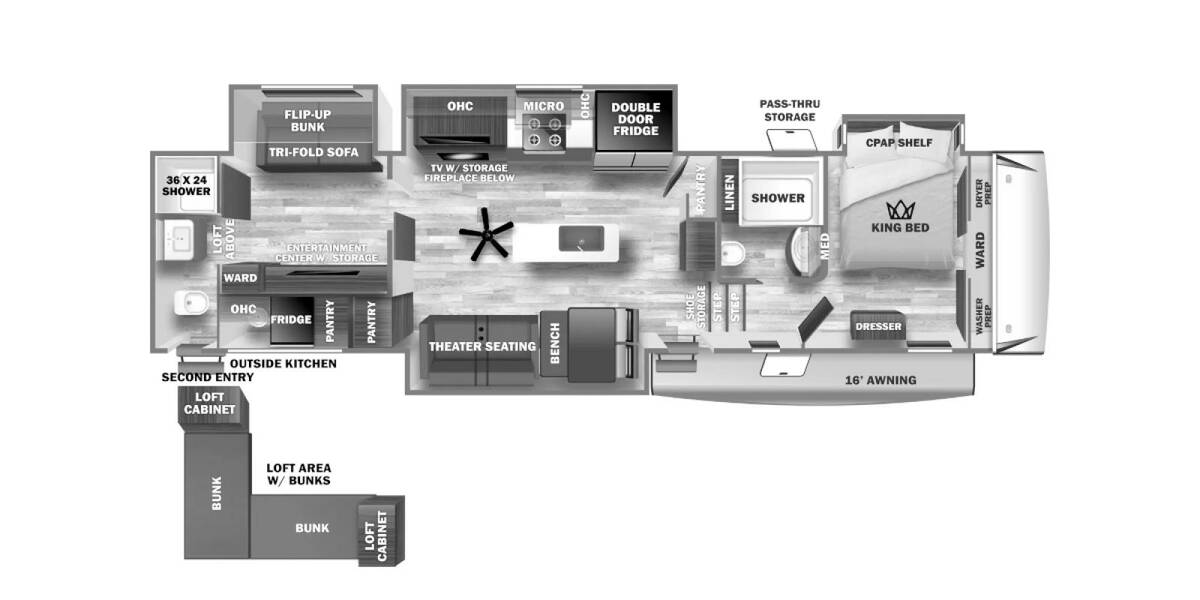 2024 Sabre 38DBL Fifth Wheel at Arrowhead Camper Sales, Inc. STOCK# N13344 Floor plan Layout Photo