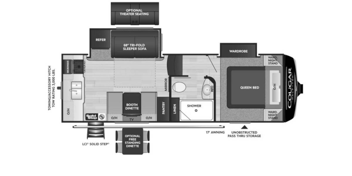 2022 Keystone Cougar Half-Ton 23MLS Fifth Wheel at Arrowhead Camper Sales, Inc. STOCK# U01368 Floor plan Layout Photo