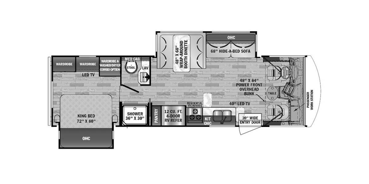 2021 FR3 Ford Crossover 30DS Class A at Arrowhead Camper Sales, Inc. STOCK# U09394 Floor plan Layout Photo