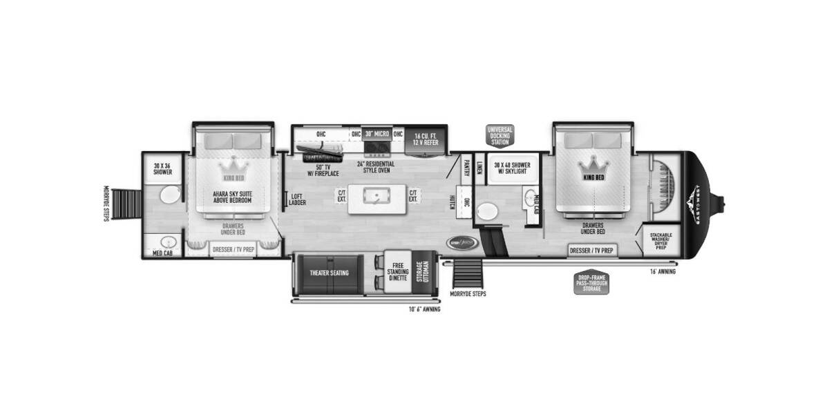 2024 East to West Ahara 390DS Fifth Wheel at Arrowhead Camper Sales, Inc. STOCK# N00698 Floor plan Layout Photo