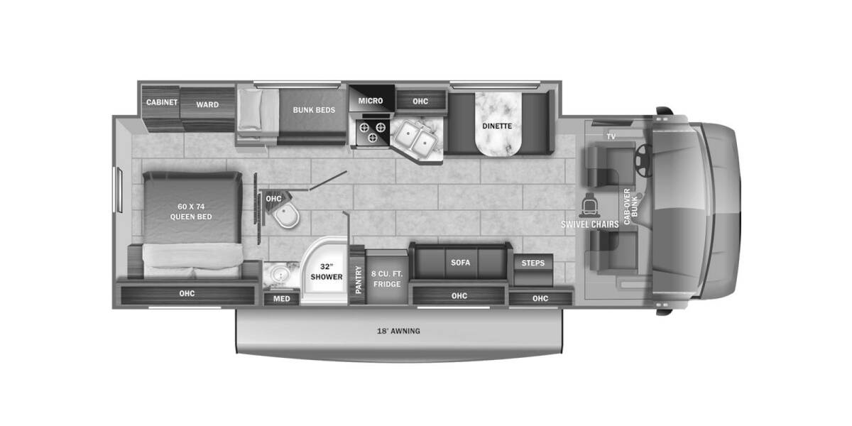 2022 Jayco Redhawk Ford E-450 31F Class C at Arrowhead Camper Sales, Inc. STOCK# U36298 Floor plan Layout Photo