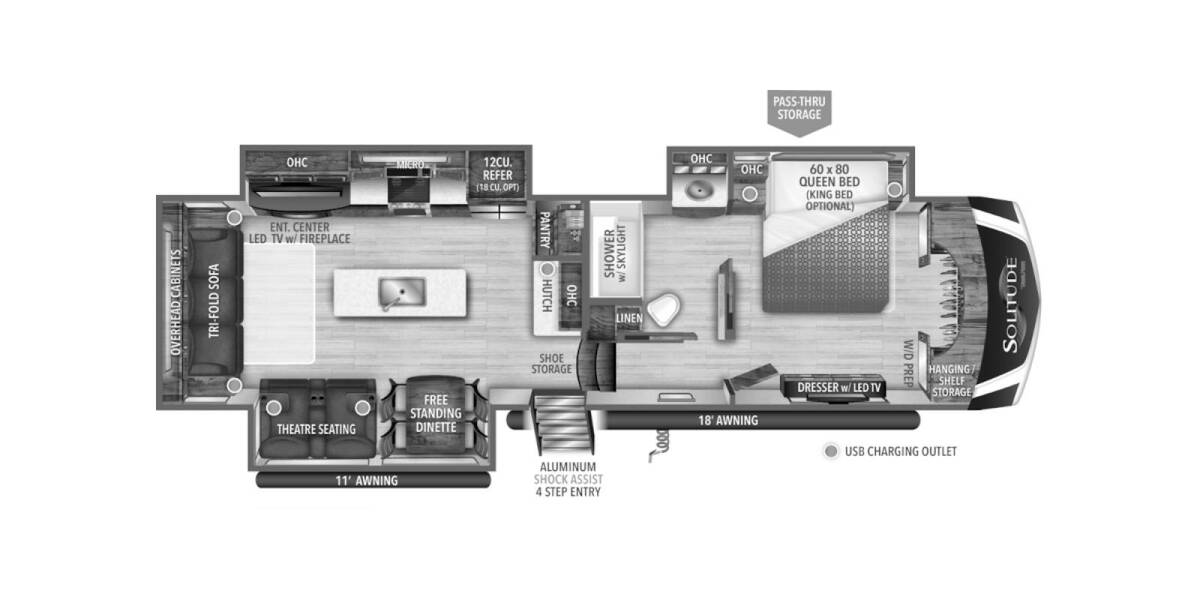 2021 Grand Design Solitude S-Class 3540GK Fifth Wheel at Arrowhead Camper Sales, Inc. STOCK# U03845 Floor plan Layout Photo