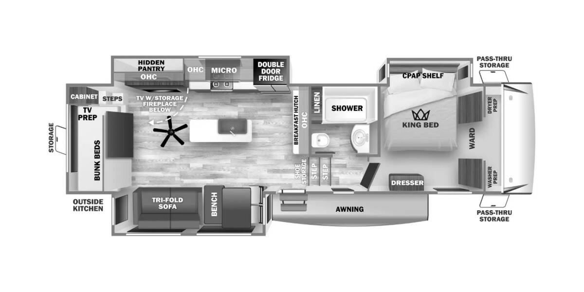 2024 Sabre 32BHT Fifth Wheel at Arrowhead Camper Sales, Inc. STOCK# N13969 Floor plan Layout Photo