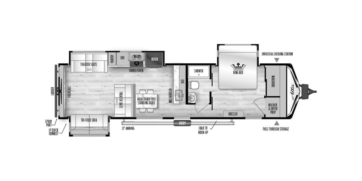 2024 East to West Alta 3250KXT Travel Trailer at Arrowhead Camper Sales, Inc. STOCK# N10281 Floor plan Layout Photo